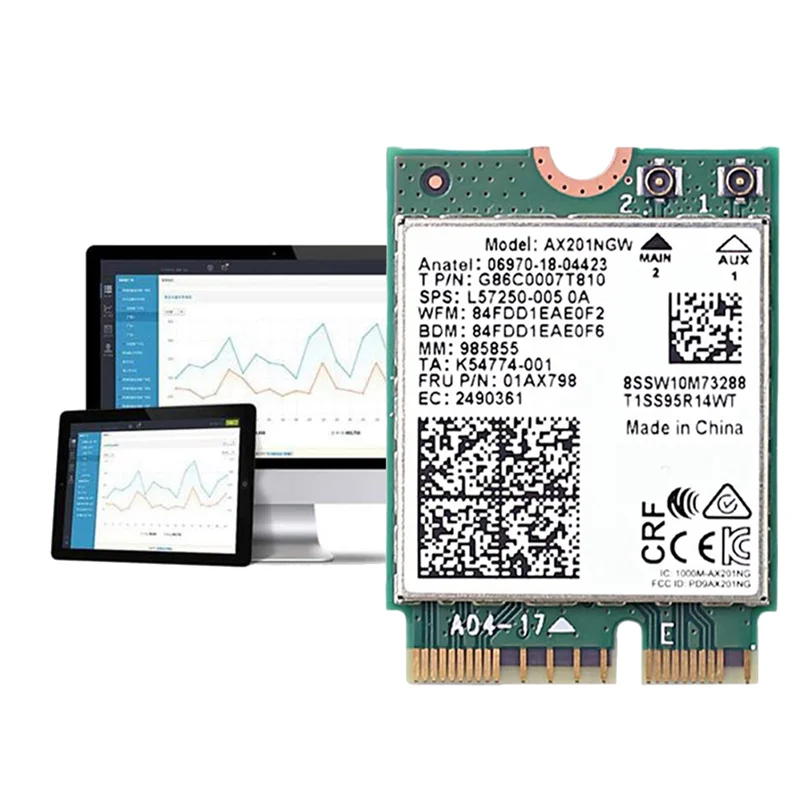 بطاقة WiFi AX201NGW مع هوائي 2.4 جيجا هرتز + 5 جيجا هرتز WiFi 6 3000 ميجابت في الثانية M.2 CNVio2 بلوتوث 5.1 بطاقة شبكة WiFi لـ Win10