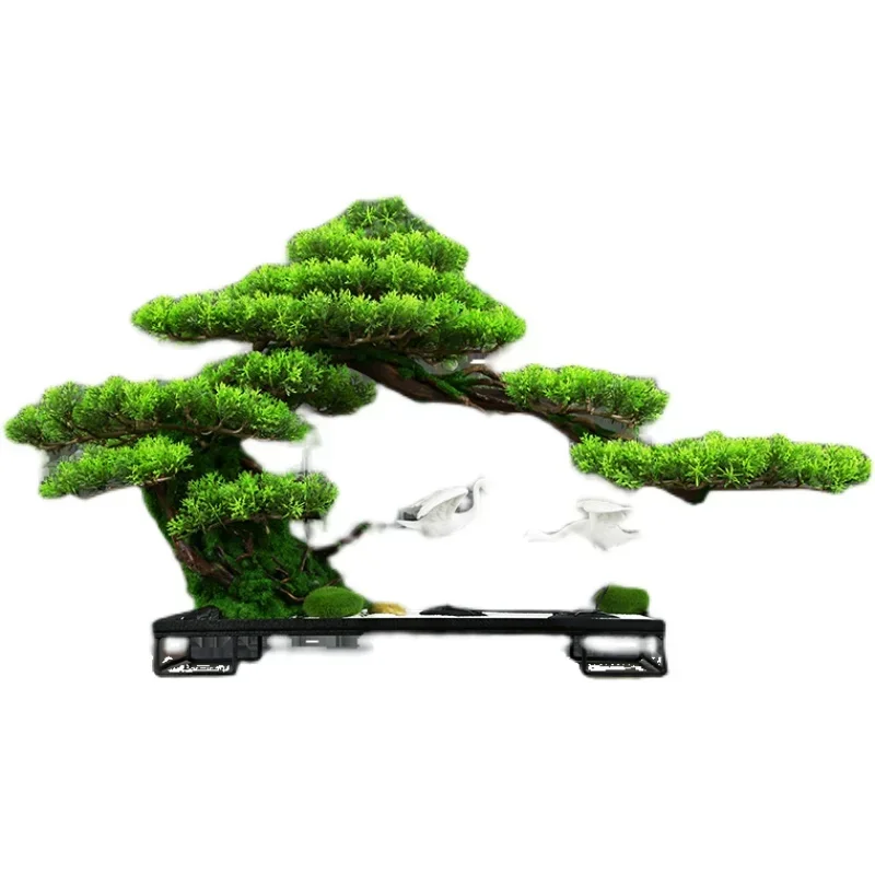 

New Chinese simulation welcoming pine tree living room entrance to the entrance bonsai hotel soft decoration office micro
