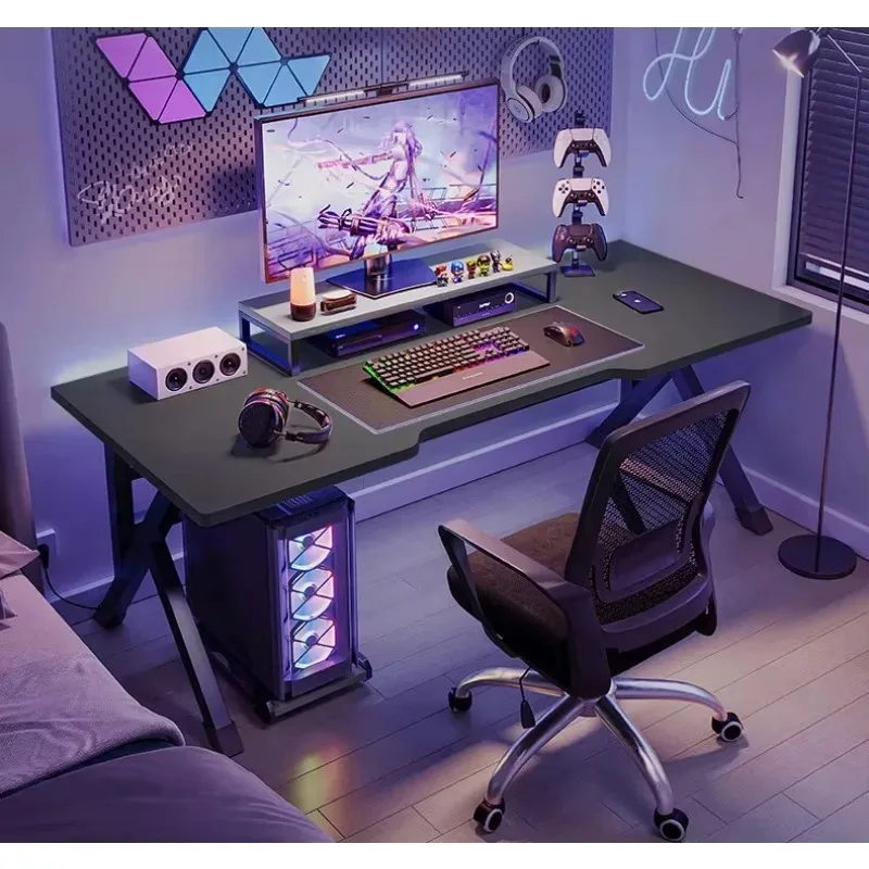 Mesa de Computador Gamer Moderna de Luxo em Preto, Mesa Ergonômica para Jogos, Mesa para Computadores, Mesa de Escritório em Madeira
