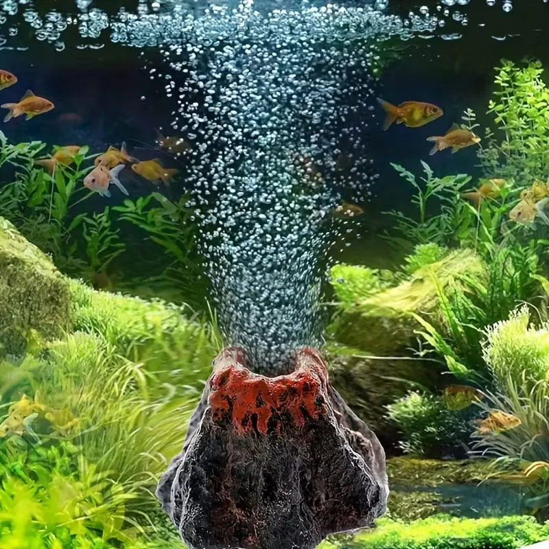 Pierre à bulles volcanique pour aquariums, sans piles, améliore l'oxygénation et la décoration, idéale pour les petits aquariums