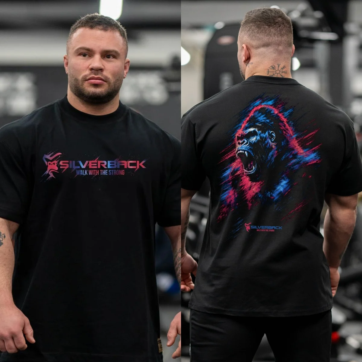 Pulse Oversized Silverback GYM Fitness Training Trend Brand Graphic T-Shirt Cotton Men Women Streetwear Tee