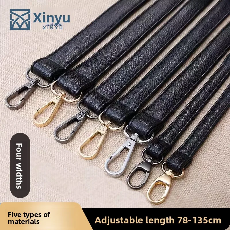 New Yu Black Leather Bag Strap Single Shoulder Crossbody Bag Long Strap School Bag Backpack Accessories Women's Bag Belt