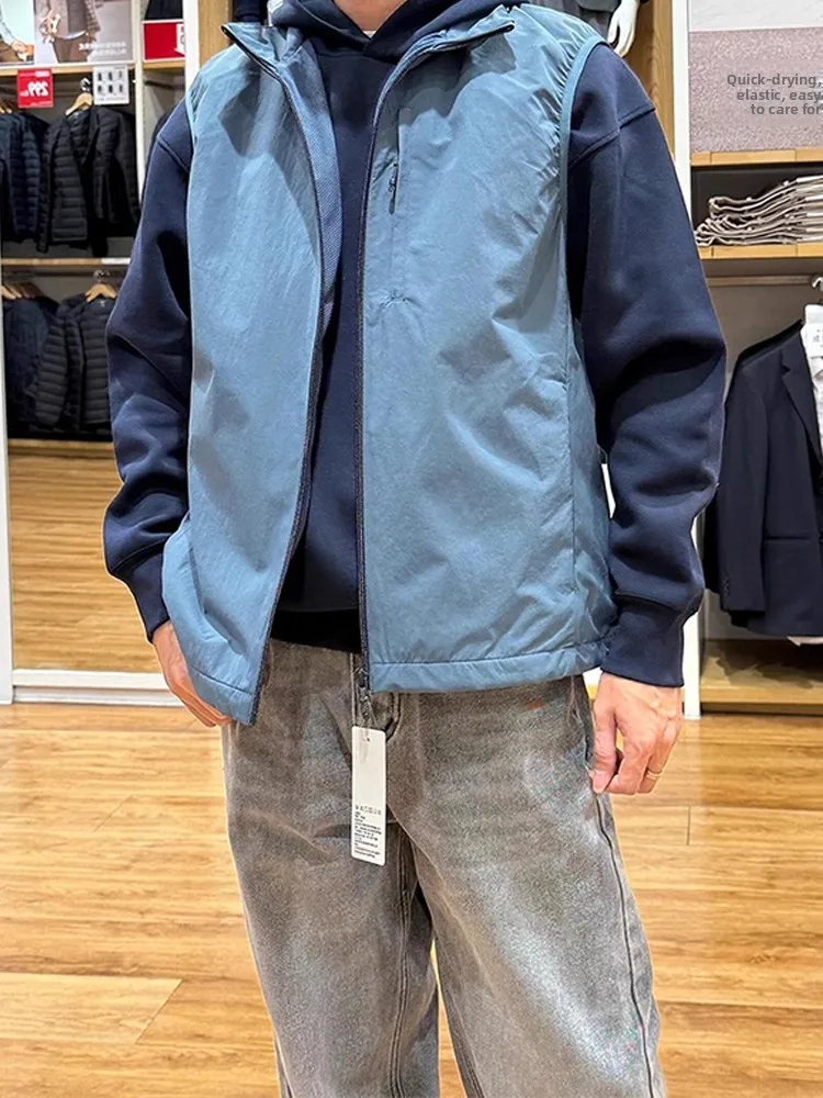 

Retro American Bla Soft ell Vest Men's Casual Svel Streetwear Top Faionable Autumn Outerwear for Teen Boys