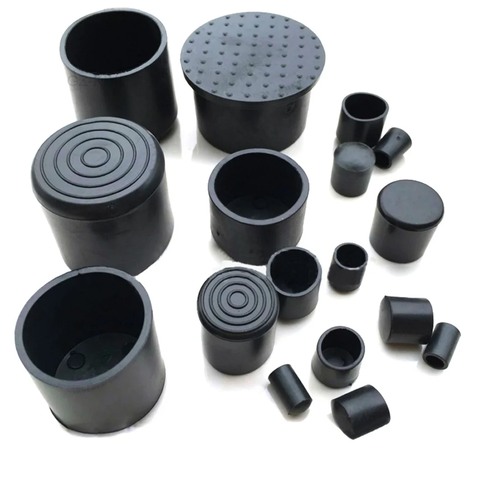 2/4/8 Pcs Black Round  PVC Soft Rubber Tube Cover Table and Chair Foot Pads, Anti Slip Protective Foot Covers  diameter 6mm-50mm