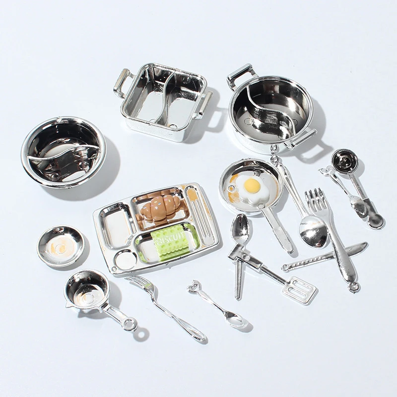 1/12 Dollhouse Simulation Soup Pot Dollhouse Mini Hot Pot Tableware Dolls House Kitchen Cooking Accessories