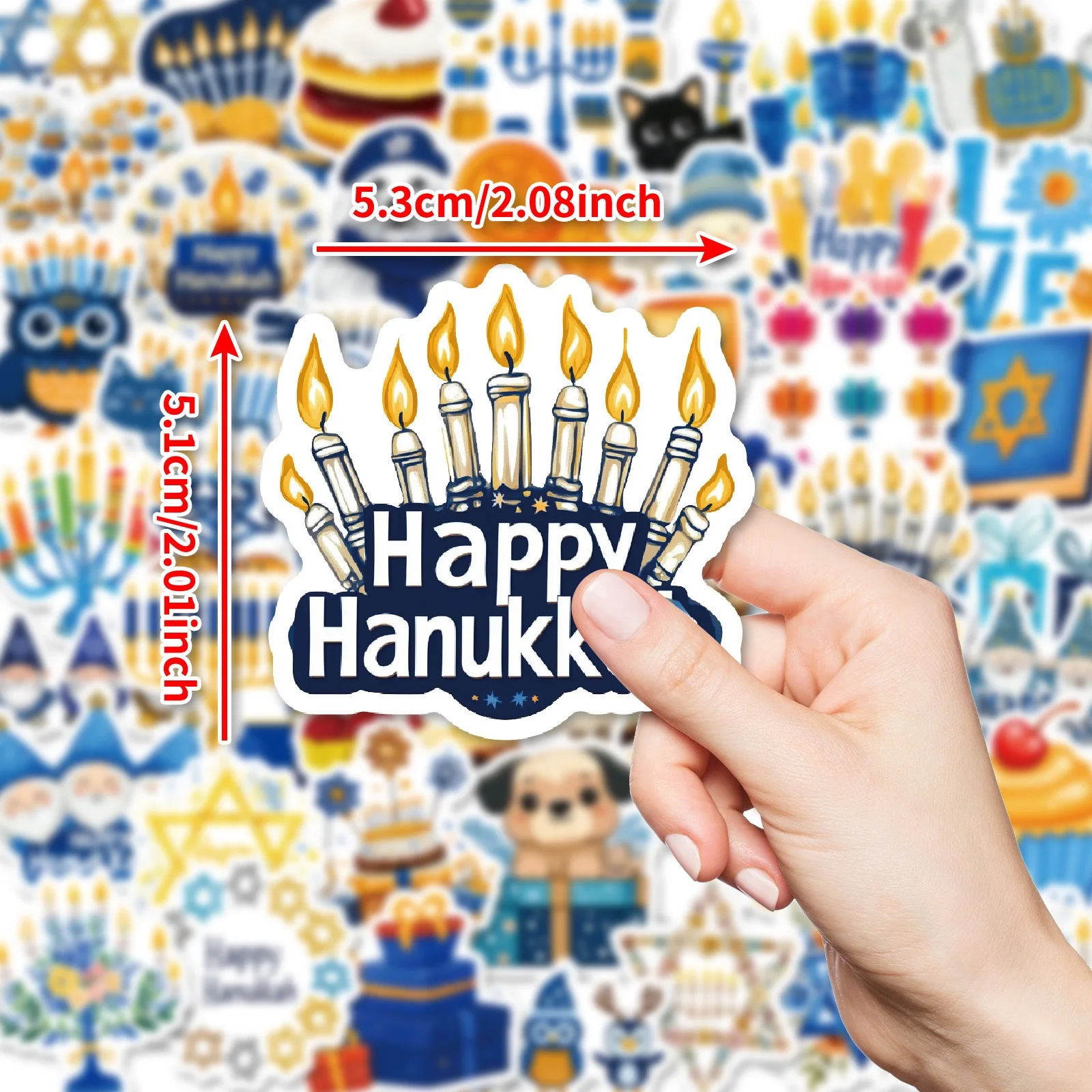10/50Pcs Happy Hanukkah Festival Autocollants Étanche Graffiti Jouet BRICOLAGE Enfants Scrapbook Téléphone Bagages Ordinateur Portable Voiture Planche À Roulettes Autocollant