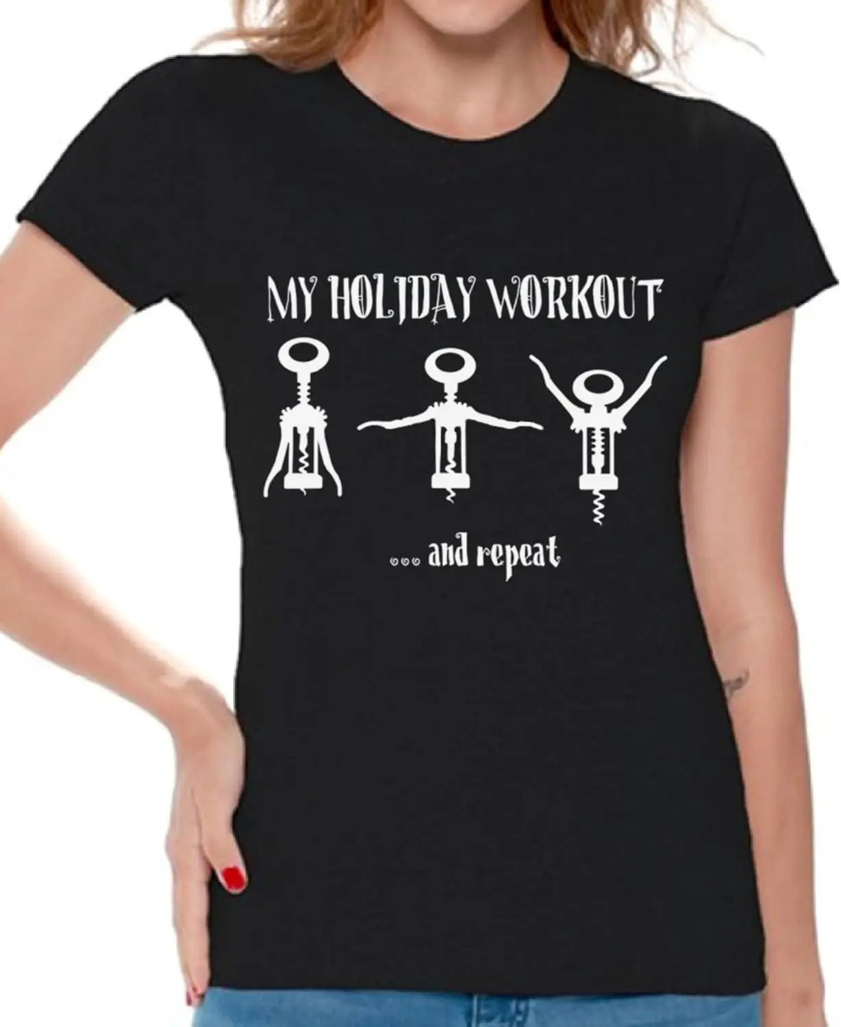 

Awkward Styles My Holiday Workout Shirt Women's Wine Christmas Tshirt for Wine Lovers