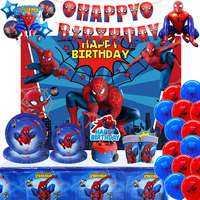 Spiderman Birthday Party Decorations Spider Theme Latex Aluminum Film Balloons Disposable Tableware Backdrop Kids Party Supplies