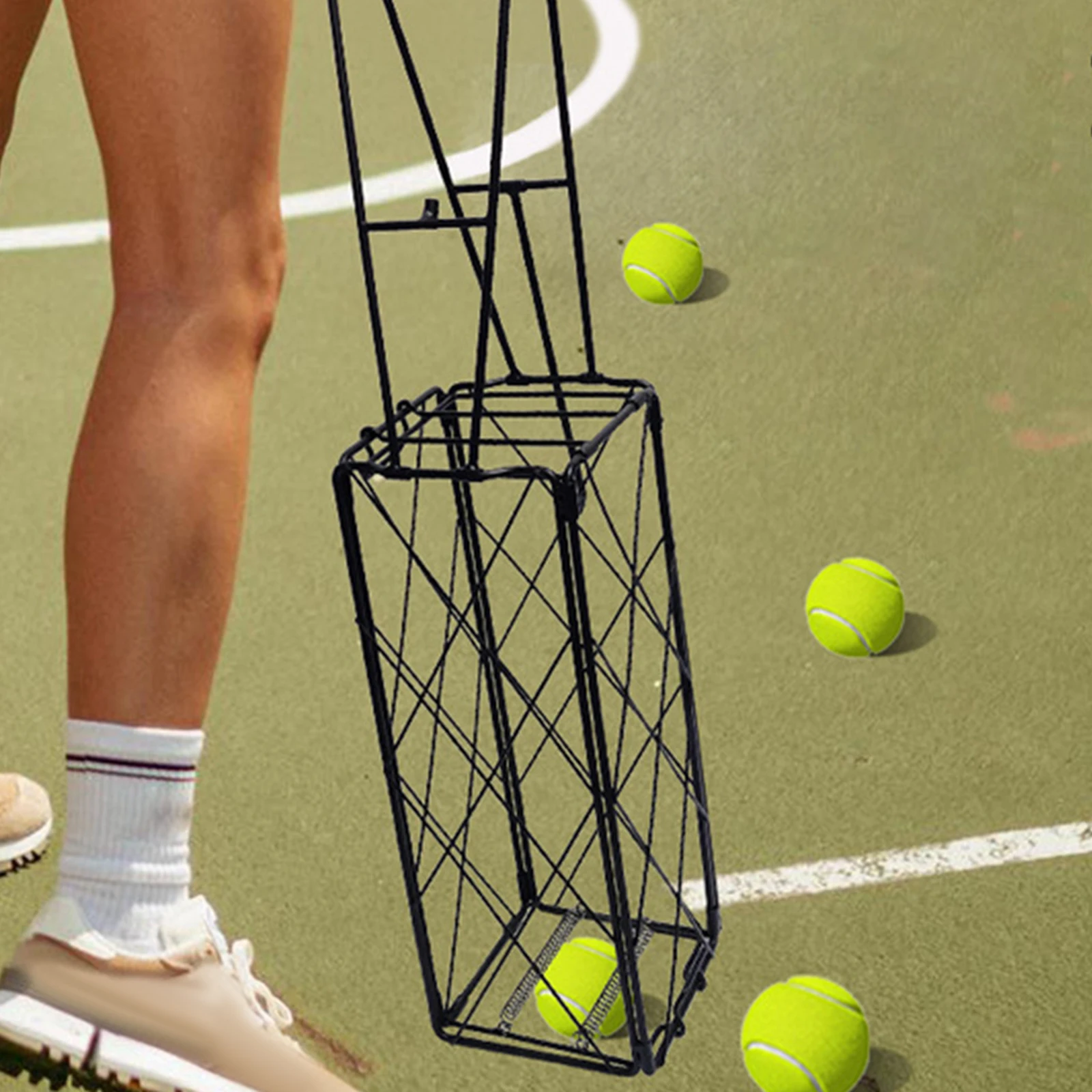 

Pickleball Hooper Basket Tennis Ball Retriever Collector Organizer Cage Storage Tool Picker Upper Ball Holder for Gyms Sports