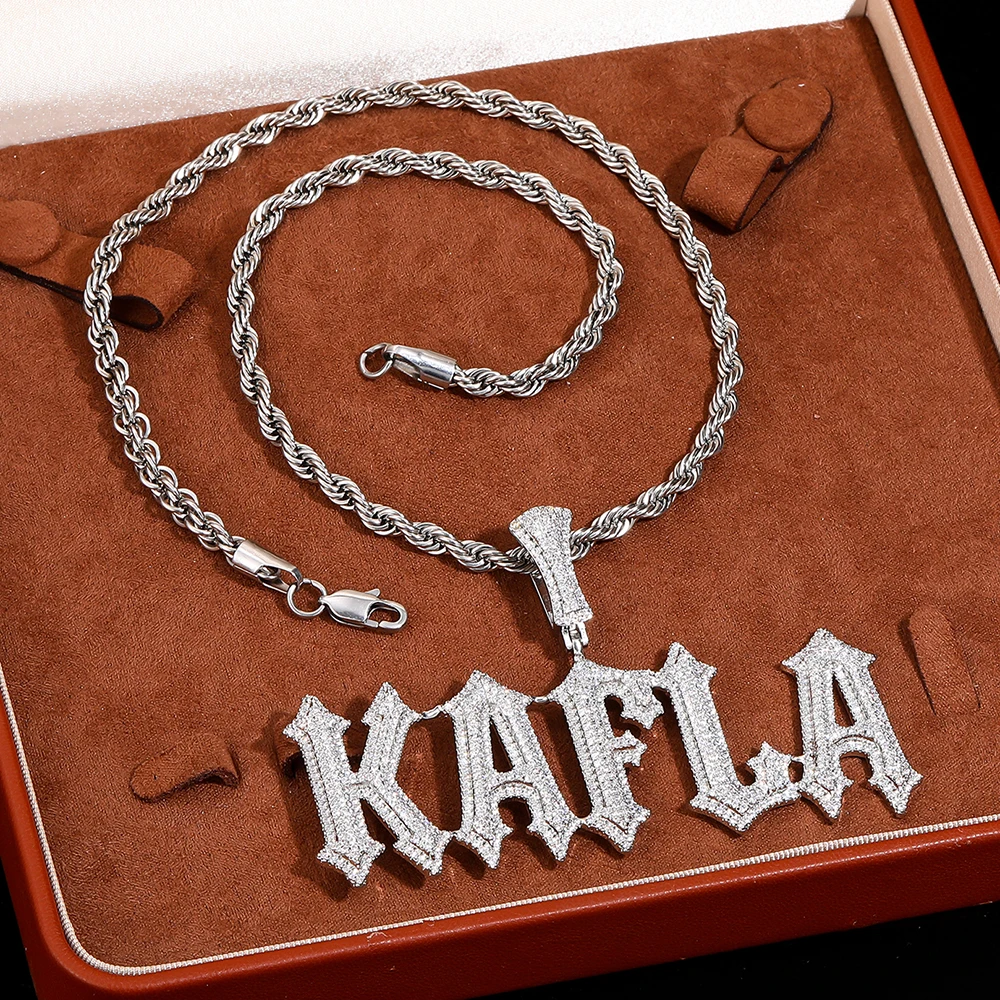 

Кулон Iced Out Spiny с именем, установка зубца с кубическим цирконием, табличка с именем, ювелирные изделия в стиле хип-хоп, колье, ожерелье, роскошный персонализированный предмет, подарок