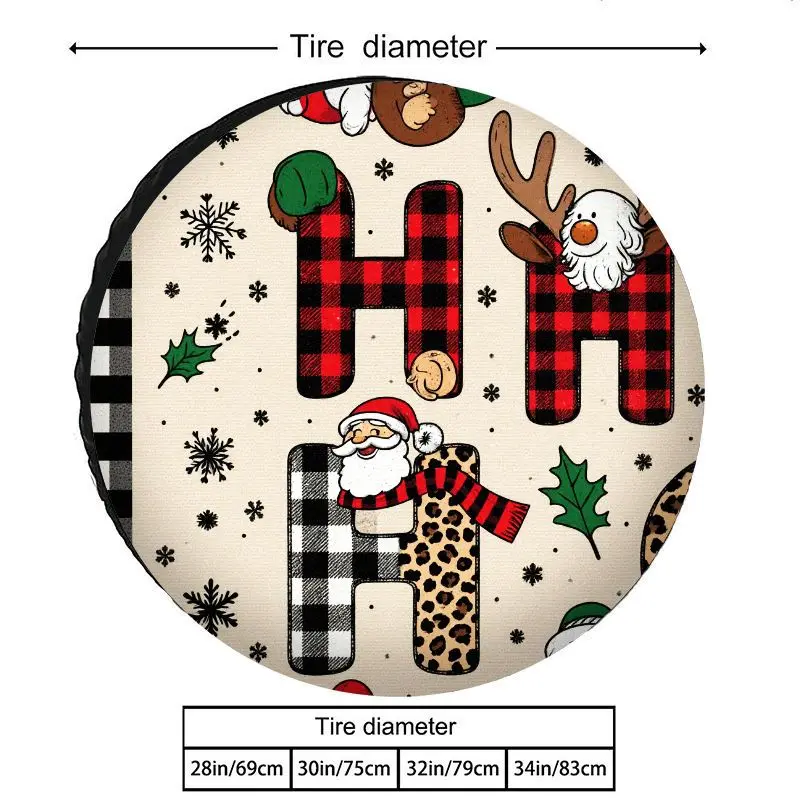 Fit Christmas Tire Cover With Santa, Reindeer, Leopard Print & Plaid Patterns - Heavy-Duty UV/Dust Resistant All-Terrain Car Whe