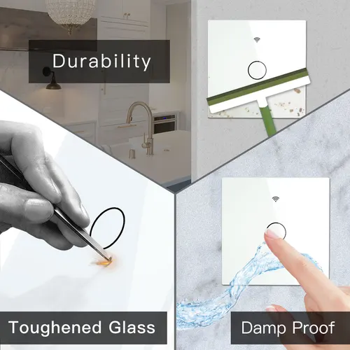 Imagen 2 del producto MOES WiFi interruptor de luz táctil de pared RF433 Control remoto inalámbrico Tuya/Smart Life aplicación retroiluminación Alexa Google Voice US EU 2/3 vías