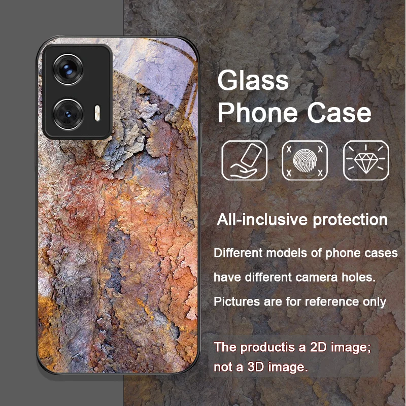 Kreative rostige Metalloberflächenmuster aus gehärtetem Glas für Motorola Moto Edge 50 Fusion 40 Neo 30 Pro G85 G84 G55 Abdeckung