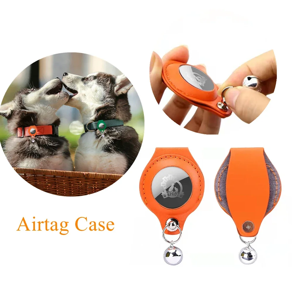 Case for Airtags Protective Holder for Airtags Anti Lost Leather Loop Clip Cover for Dog Cat Collar Pets Accessories