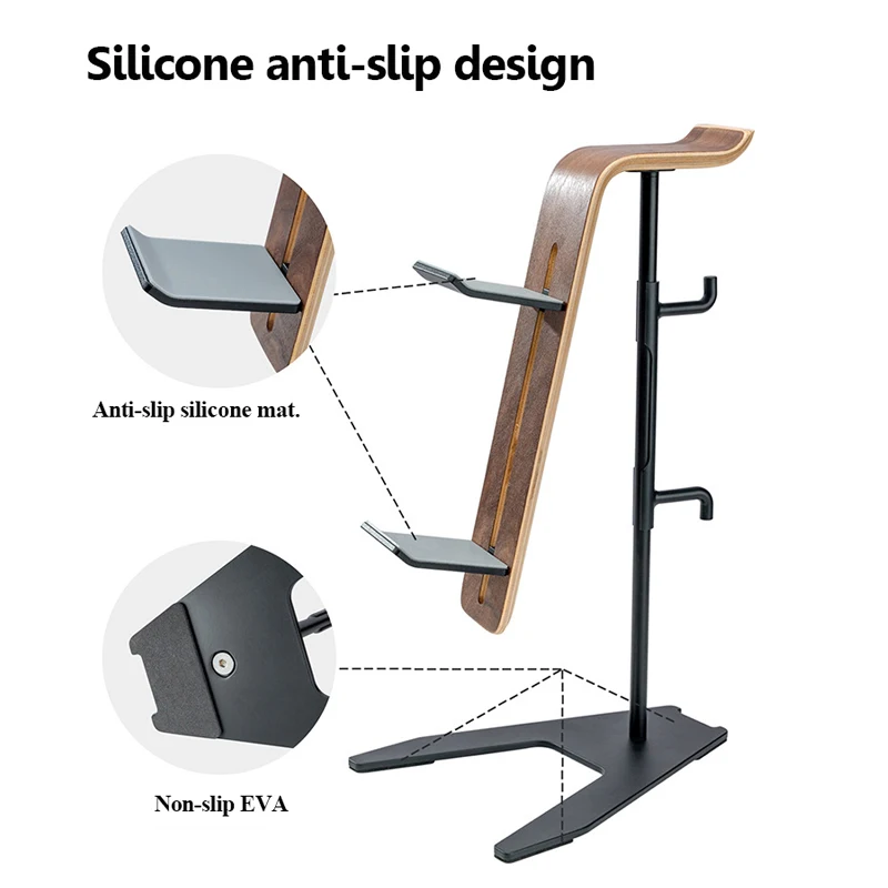 حامل سماعات خشب عالمي ، سبائك الألومنيوم ، شماعات سماعات الرأس ، حامل مقبض الألعاب ، رف عرض قوس لـ PS5 ، PS4 ، XBOX ، 2 في 1