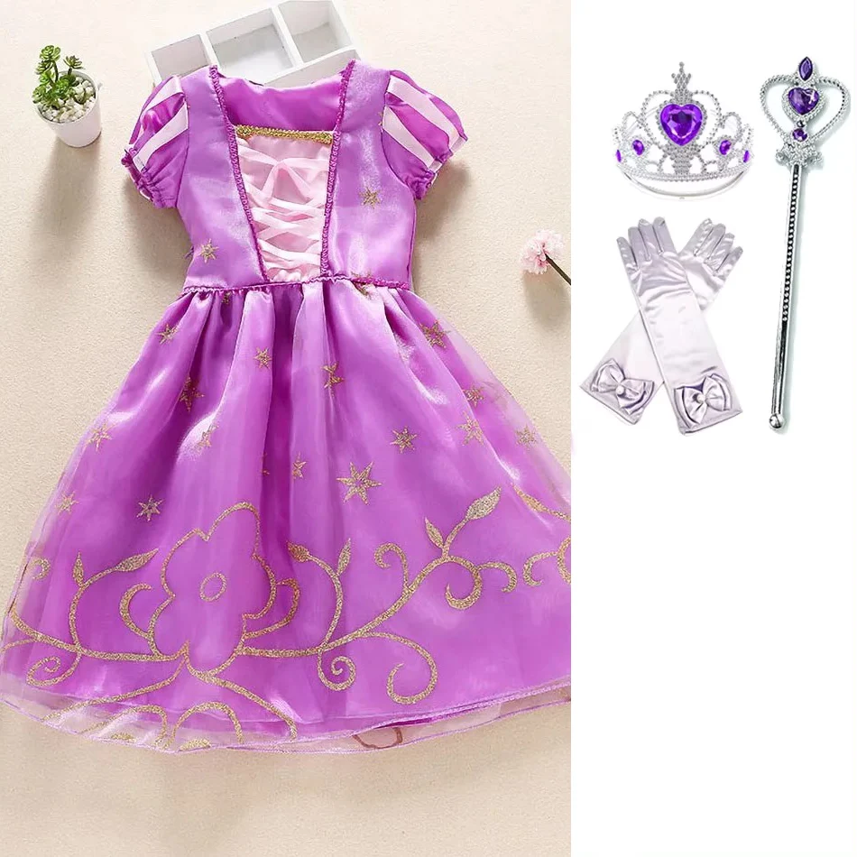 Kinderen prinses kostuum partij fancy bloem vestido nieuwe 2024 kerst verjaardag carnaval aankleden Rapunzel Belle vermomming japon