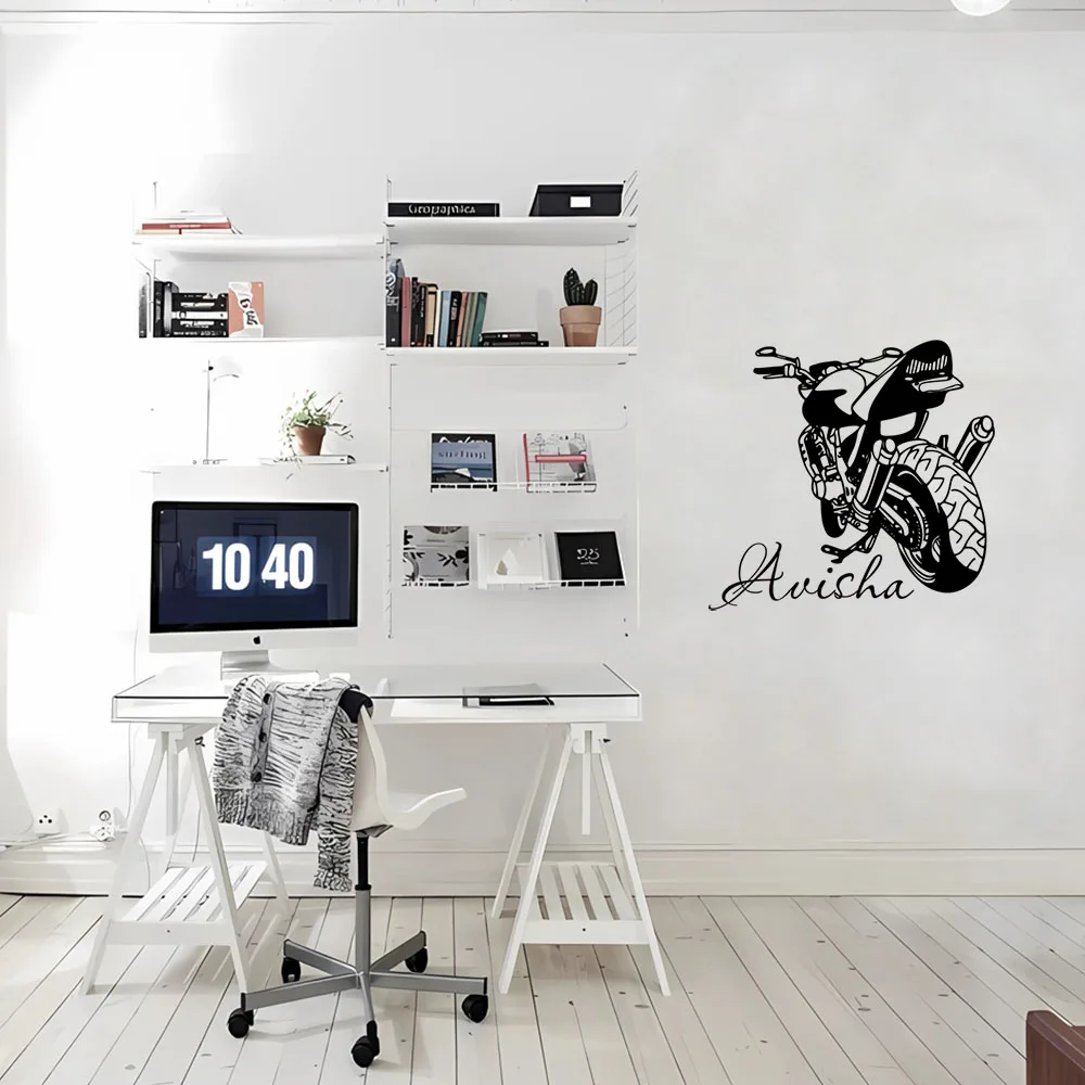 1PC Lovely Motorcycle Customizable Name Art Sticker Waterproof Wall Stickers For party decoration Decoration Accessories