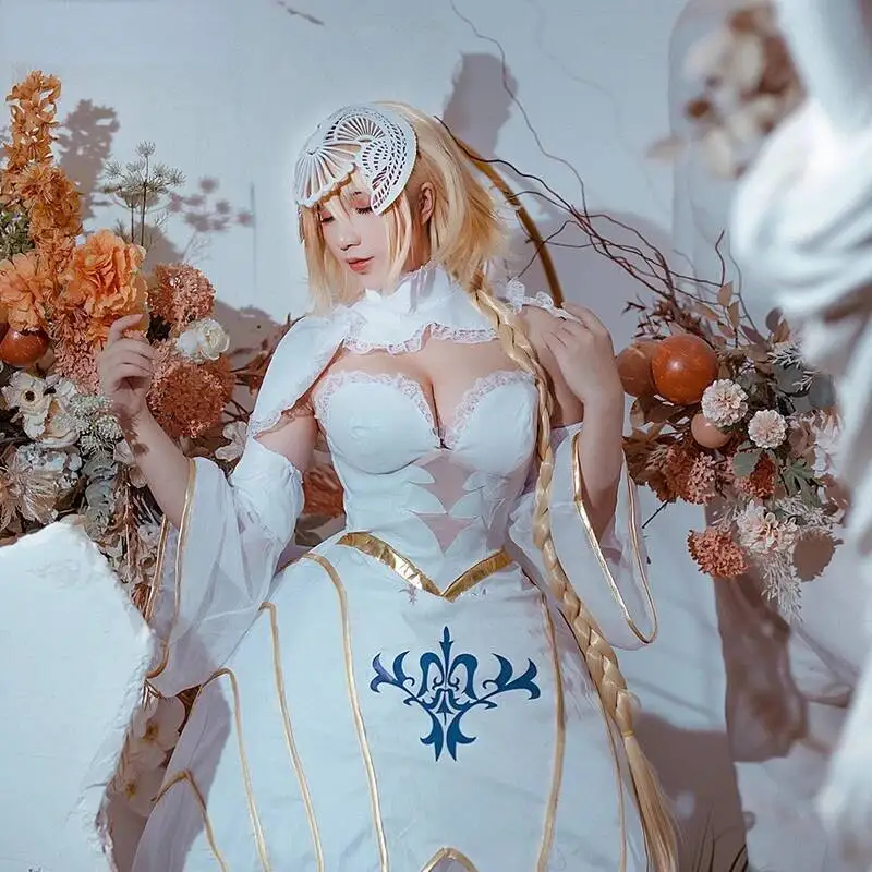 

Аниме Jeanne D'Arc Косплей Полное платье Белая фата Игра Fate Grand Order/FGO Костюмы для косплея Игра Набор на Хэллоуин