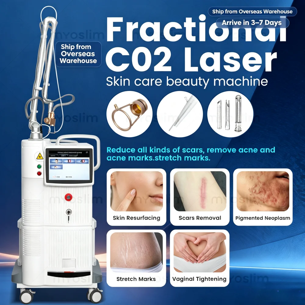 CO2 Fractional Lase Professional Portable 60W High Power Machine Skin Rejuvenation Stretch Marks Improvement Scar Care Beauty