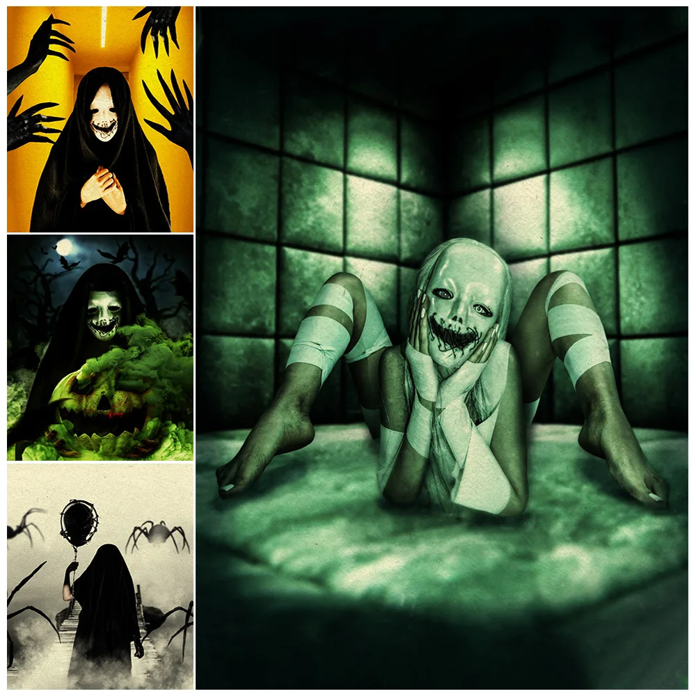 

Creepy Ghost Face Portrait Surreal Fantasy Wall Art Canvas Painting Horror Gothic Photography Art Poster Print Home Decoration