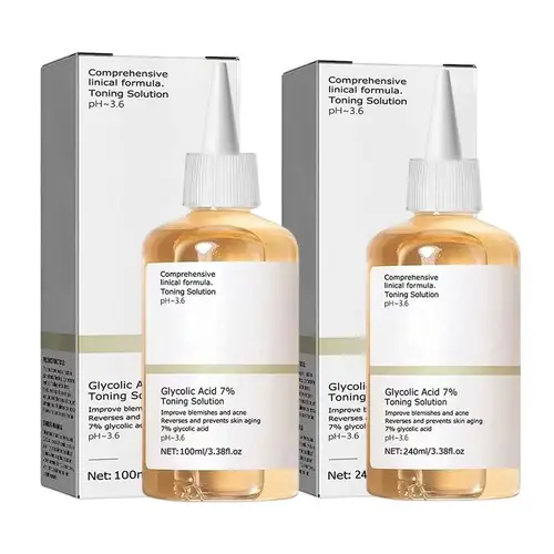 Imagen 2 del producto Tónico facial exfoliante de 100ml/240ml, ácido glicólico, solución tonificante 7%, esencia facial de tóner de ácido glicólico suave nutritivo