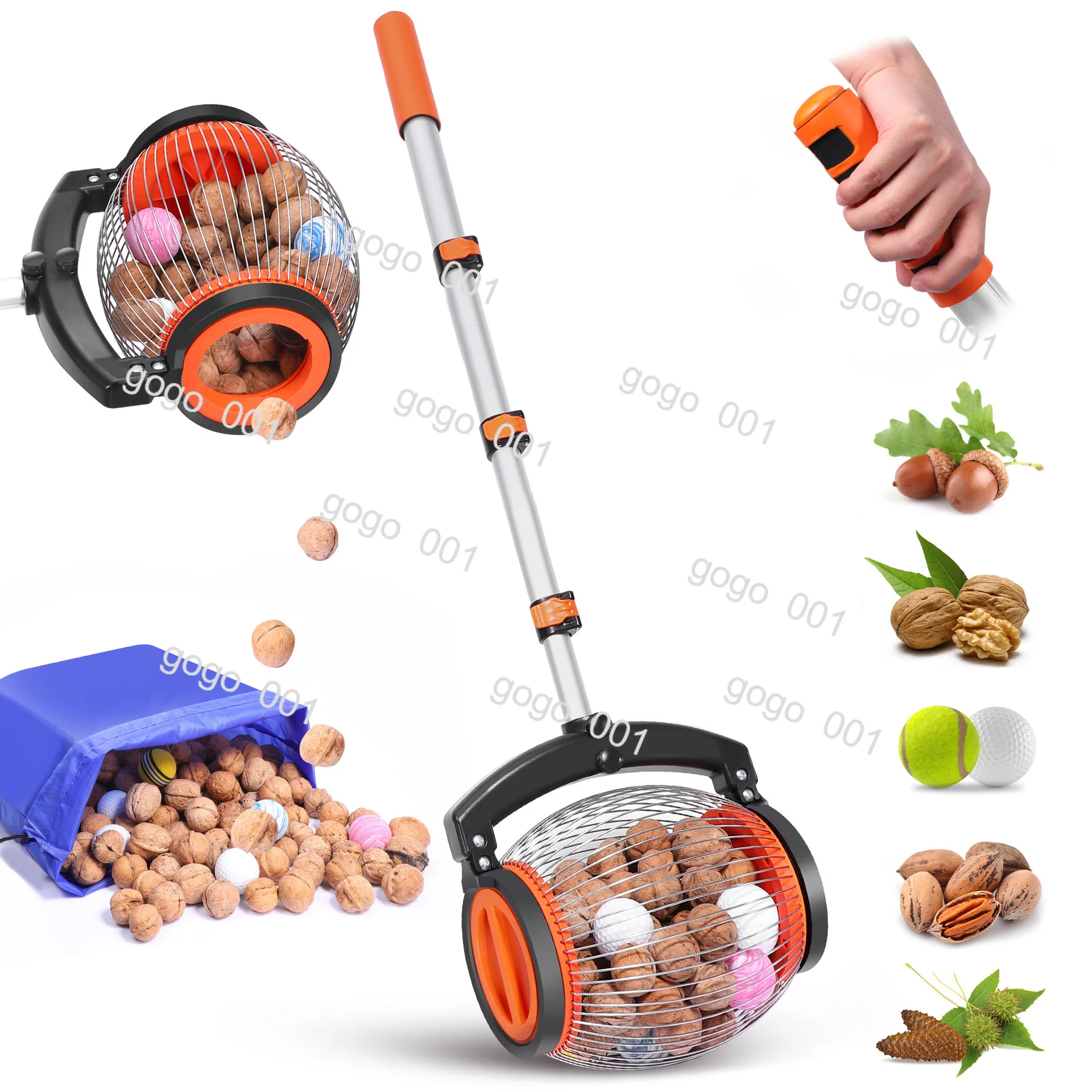 

Nut Collector, Walnut Chestnut Garden Tools Multifunctional Picker, Rolling Fruit Picker