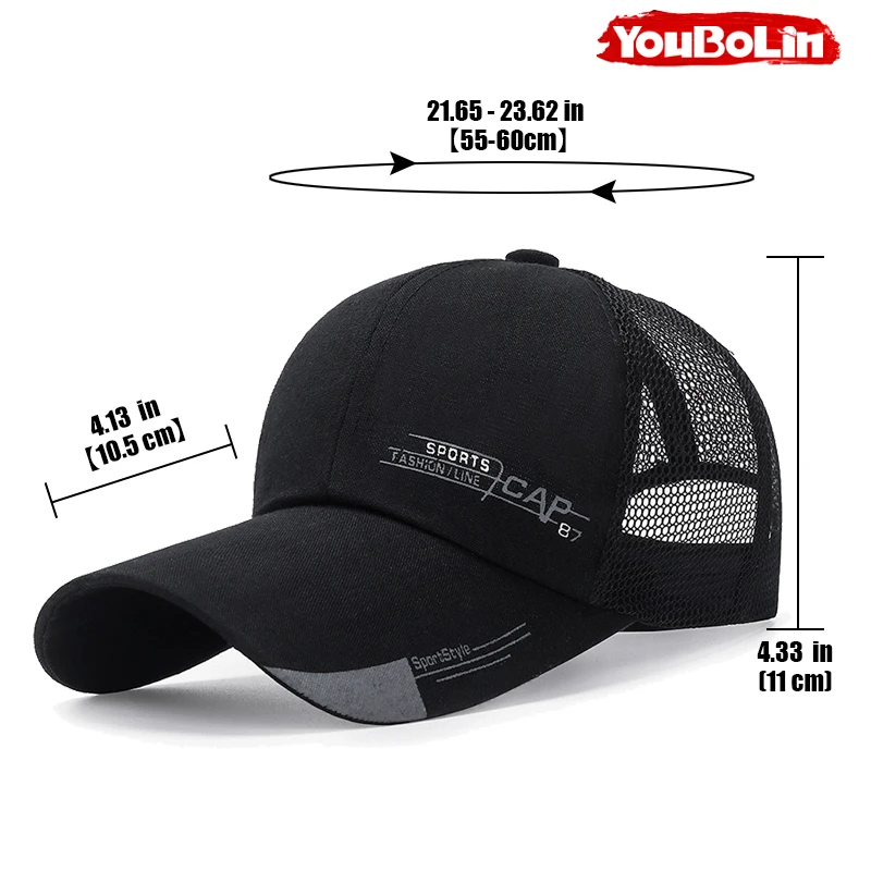 Men's and Women's Summer Breathable Mesh Cap, Extended Brim Sun Protection Cap, Outdoor Casual Sports Baseball Cap