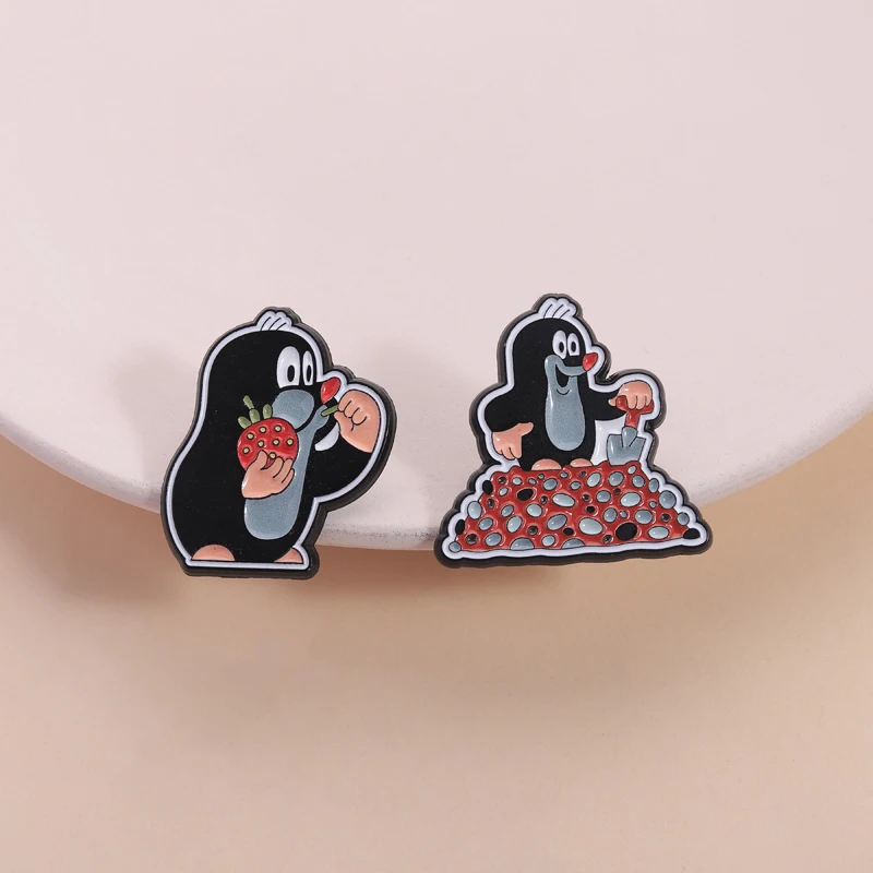 Cartoon Czech Animation Characters Enamel Pins Anime Story Little Mole Cute Animal Brooches Lapel Badge Jewelry Gift for Friends