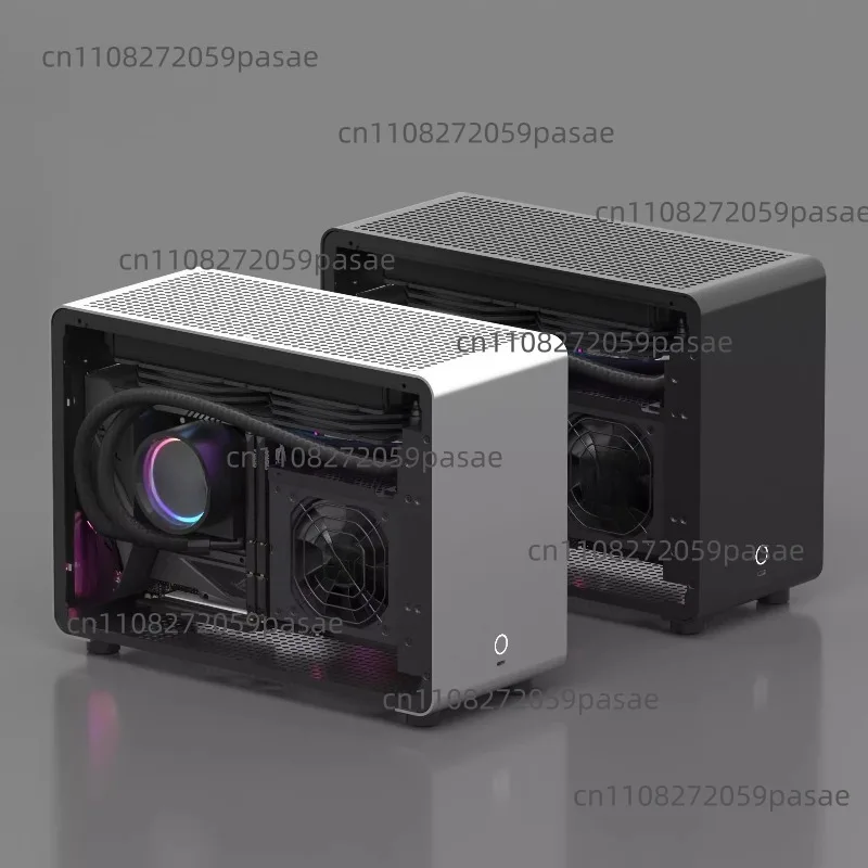 All-Aluminum Side Panel A4 ITX Mini PC Case with SFX Power Supply for Portable Desktop PC with Air Cooling
