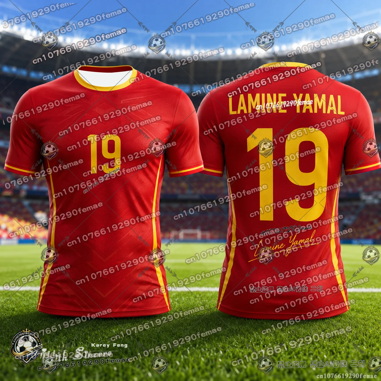 Heißer Verkauf Neues Yamal Fußball-Fan-Shirt Kinder- und Erwachsenen-Fußballtrikot Bedrucktes Schnelltrocknendes Sport-T-Shirt für Outdoor-Training und Freizeitkleidung