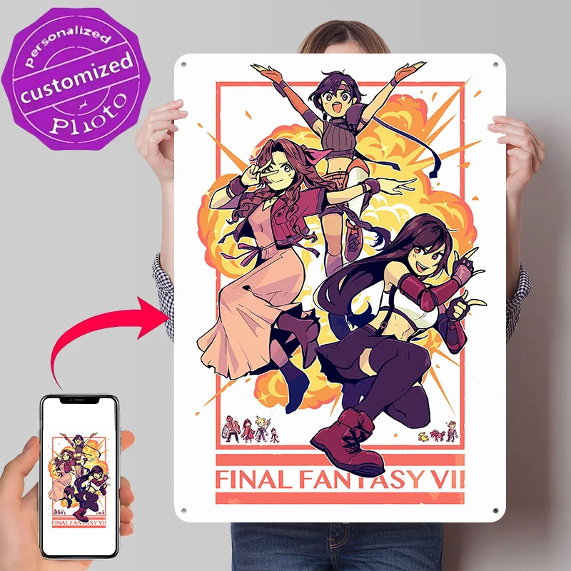 Final Fantasy VII Anime Style Metal Poster Perfect Gift for Fans Lovers Personalized Wall Art Metal Sign for Article Decoration