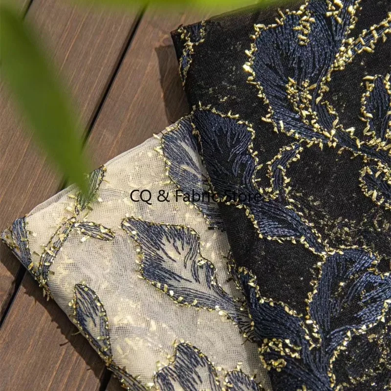 

New European Floral Embroidered Net Lace Fabric for Women Dress and Costume Designer Fabric By The Yard