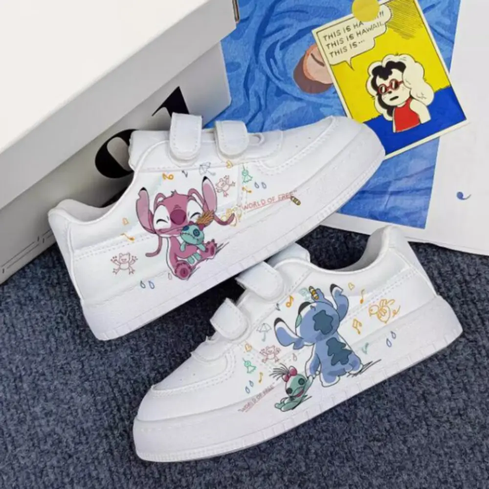 Disney New Lilo & Stitch Print Sport Shoes Tennis Shoes Couple White Shoes Cartoon Sneakers Children Casual Shoes