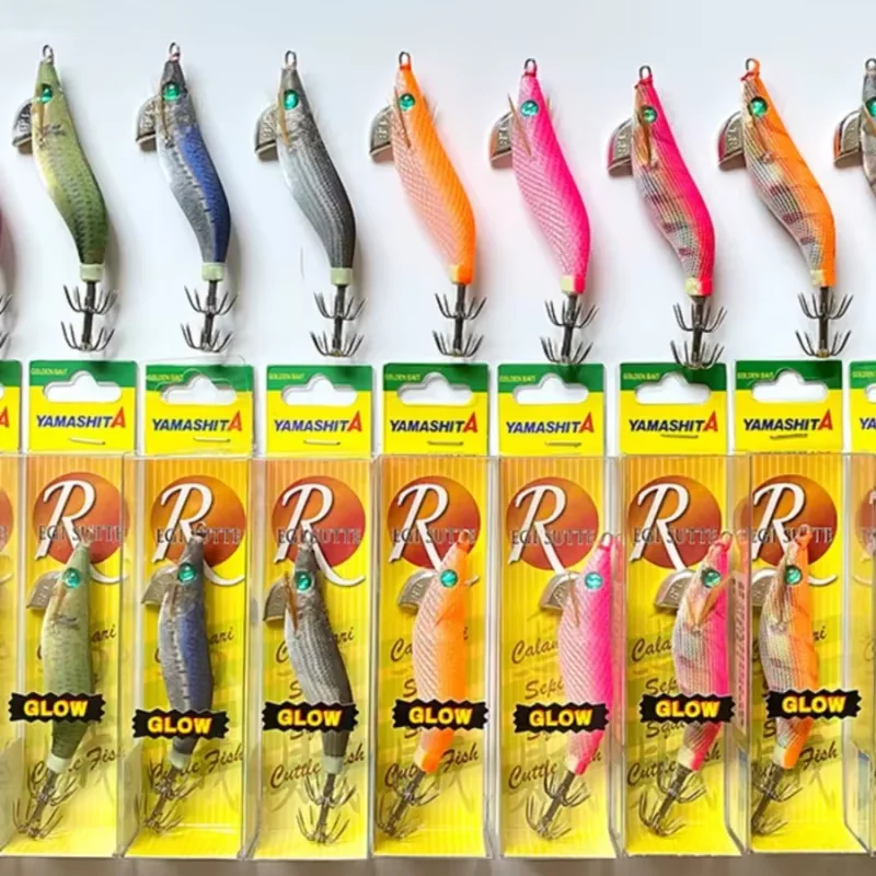 YAMASHITA R EU US 1.5/1.8/ 2.2/2.5 /3.0/3.5 Glow Squid Lure Bait EGI JIG Hook Blow Tube Wooden Shrimp