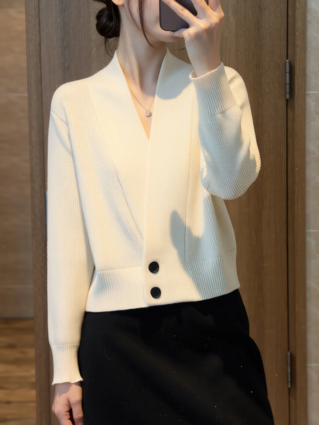 

mat Winter New Women's Long Sve Open Cardigan White Versatile Design Knitted Sweater Korean Sle Commute Warmth