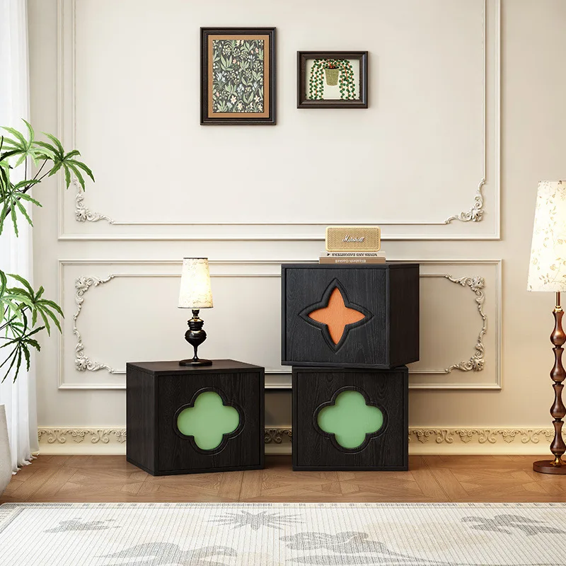 solid wood retro free combination TV cabinet living room sofa side  dining side cabinet bedroom bedside storage cabinet