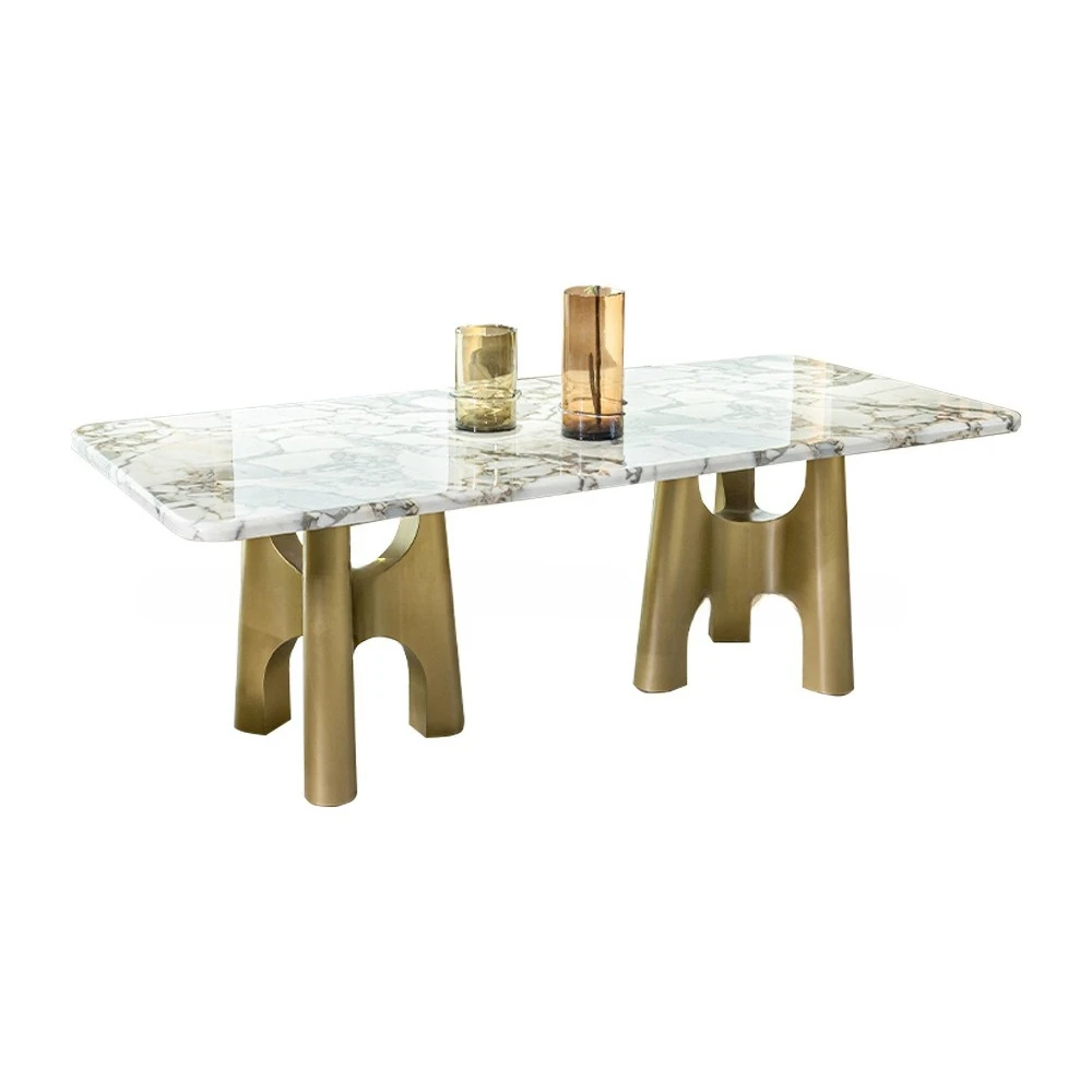 

High-end light luxury marble dining table luxury mansion villa restaurant home dining table