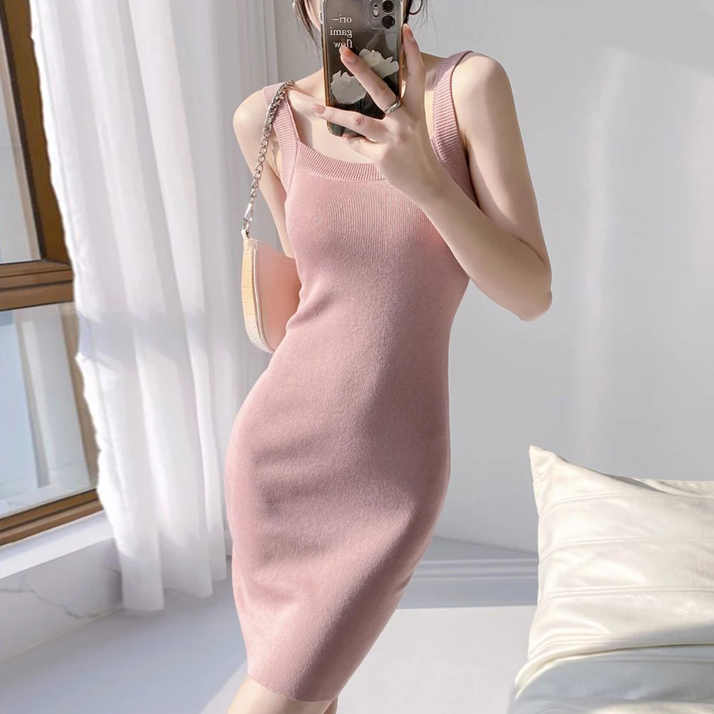 

Sexy Hip Wrap Skirt Suspender Dresses Women Party Black White Blue Slim Fit Knitted Elastic Sheath Sleeveless Mini Dress Girl