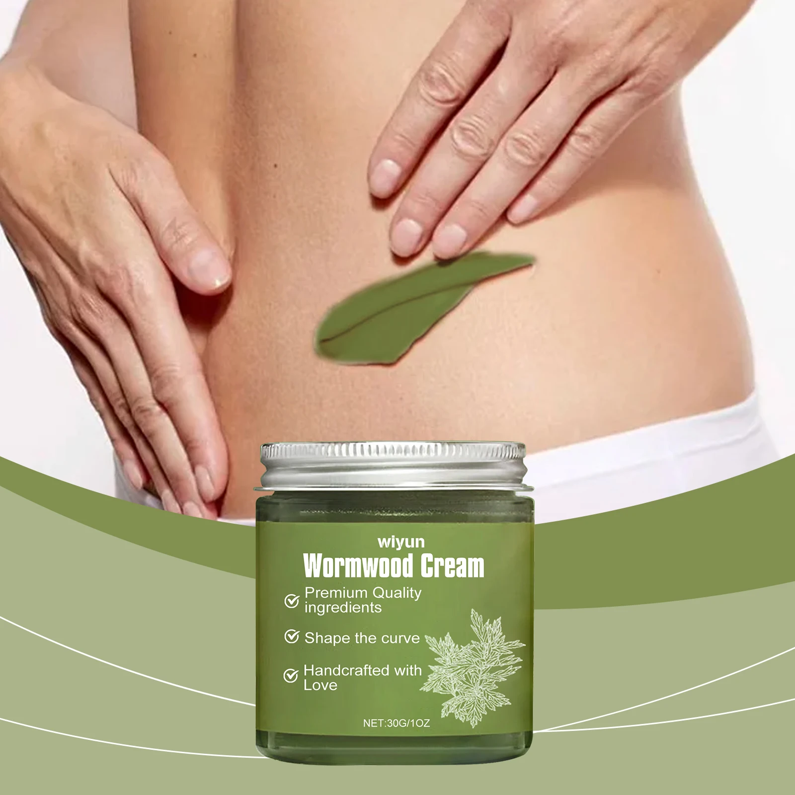 Krim Wormwood - Krim Kontur Tubuh Alami Premium, 30G/1OZ - Krim Pengencang & Pelangsing Buatan Tangan dengan Artemisia