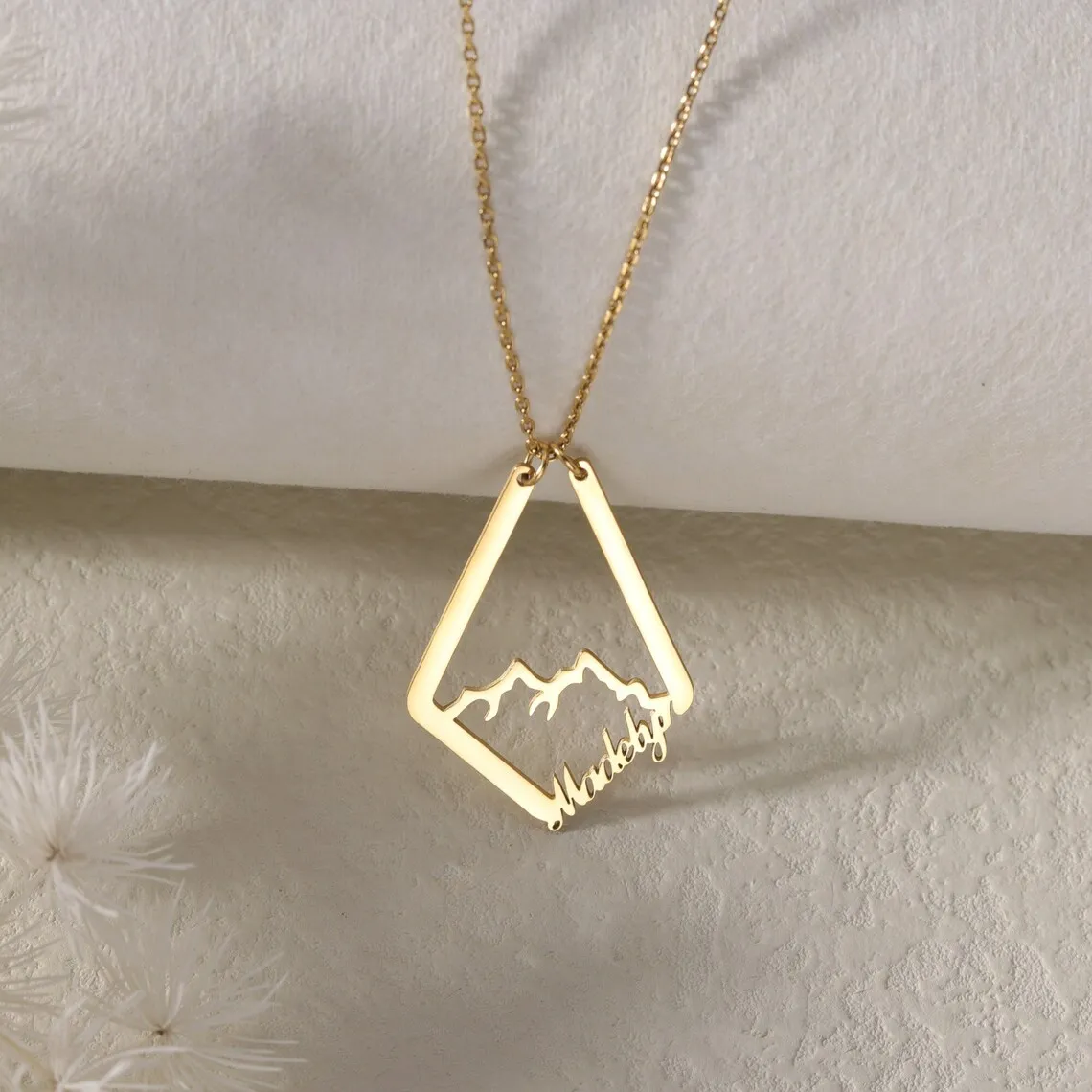 Custom Mountain Wedding Ring Holder Necklace Stainless Steel Personalized Ring Keeper Necklace Engagement Jewelry Nurse Necklace