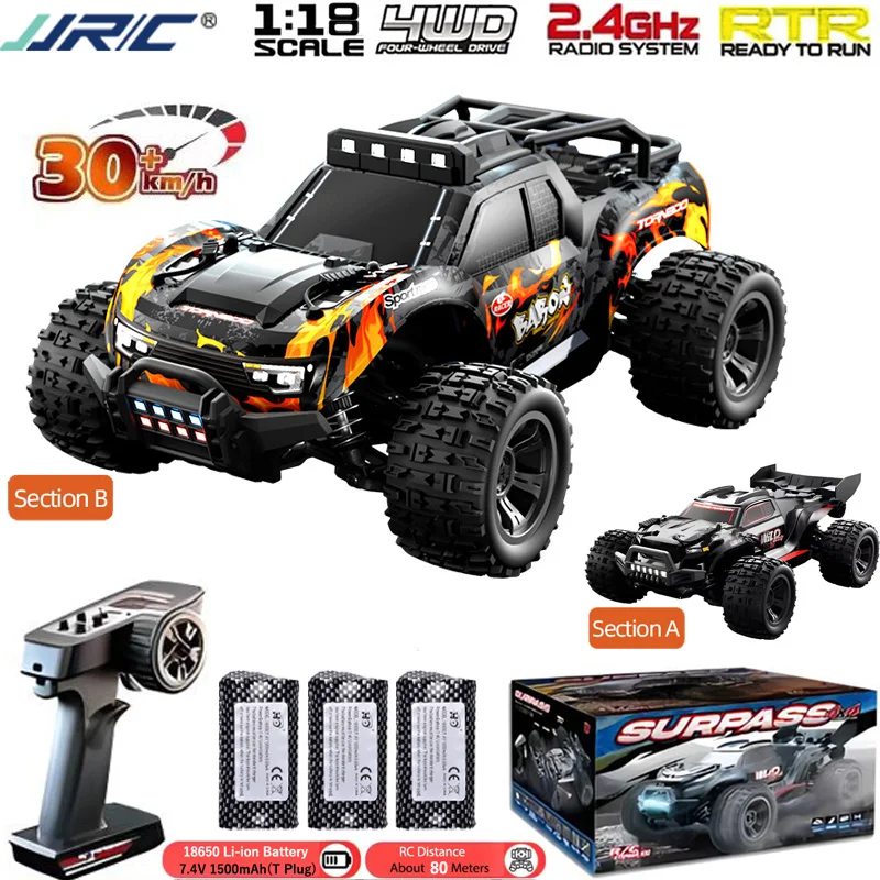 JJRC C8810 1/18 30KM/H 2.4G 4WD RC Car With Lights All Terrain Off-Road Remote Controlled High Speed Drift Truck Simulation Toys