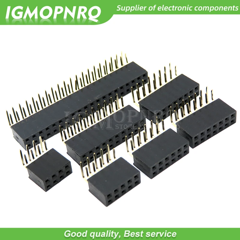 10 sztuk 2.54mm R/A dwurzędowe kobieta 2 ~ 40P płytka drukowana kątowa głowica pinowa złącze wtykowe Pinheader 2 */4/6/10/40Pin dla Arduino