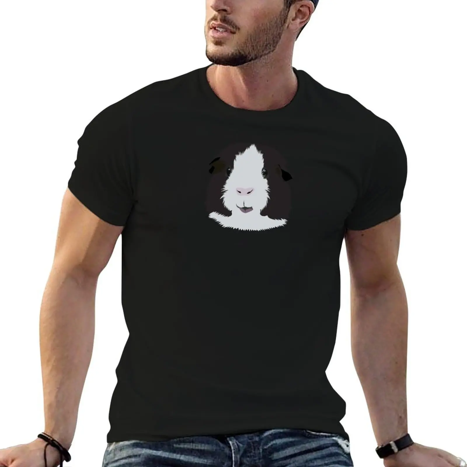 

Black and White Guinea Pig T-Shirt man t shirt summer essential t shirt T-Shirt