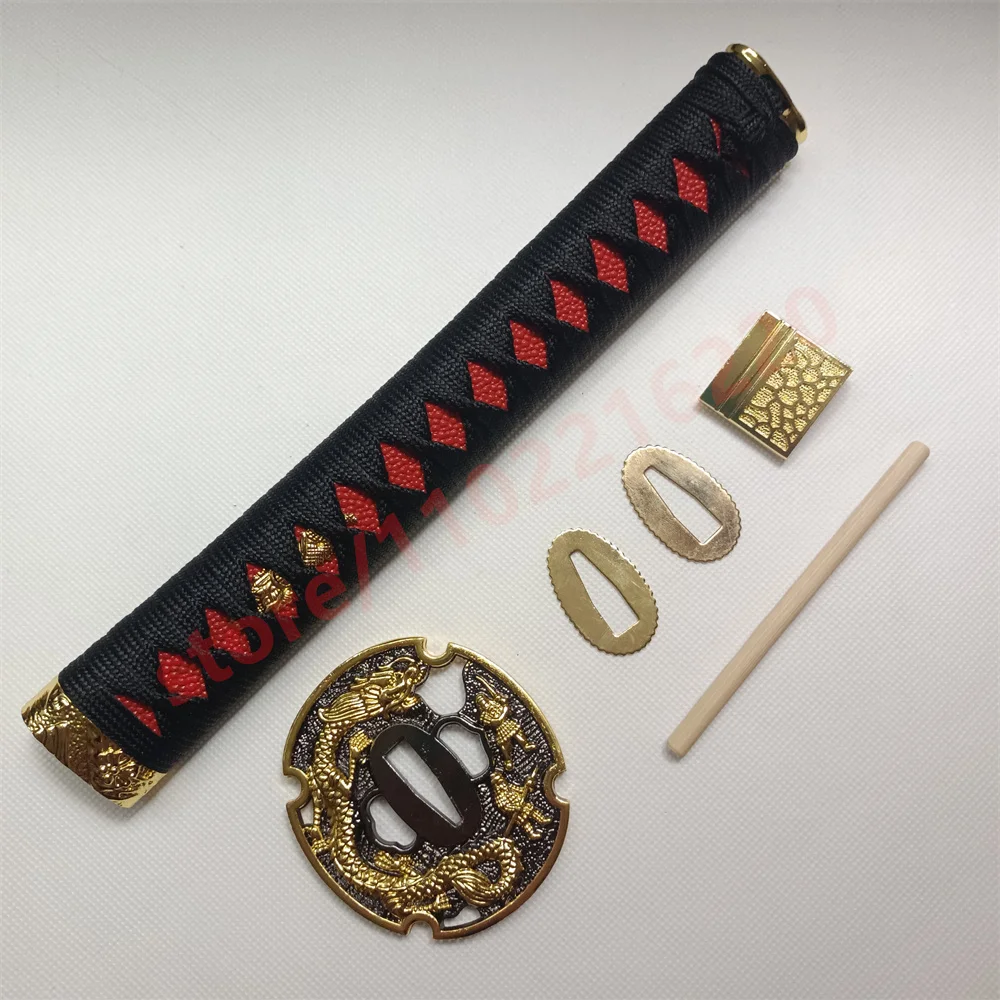 26cm Tsuka Handle Hilt Alloy Tsuba Handguard Guard Habaki Seppa For Real Japanese Japan Samurai Katana Sword Fittings Parts Nice