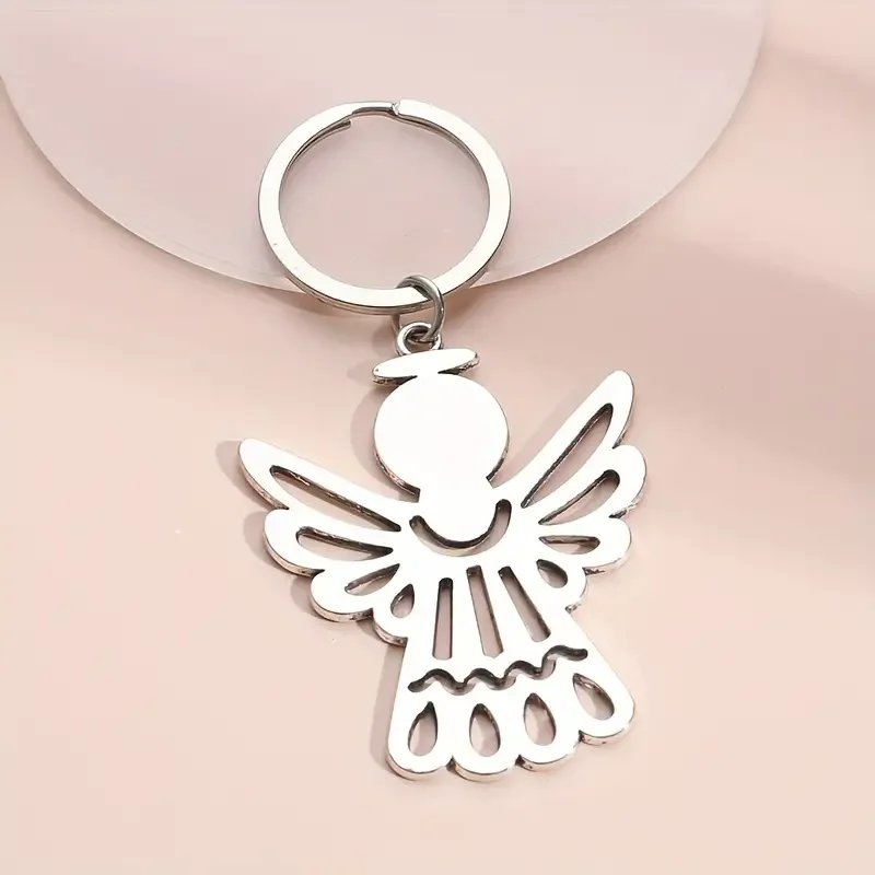 1pc Exquisite Angel Wing Alloy Keychain for Men - Romantic Gift Idea, Unplated, Non-Braided, Durable and Stylish Accessory