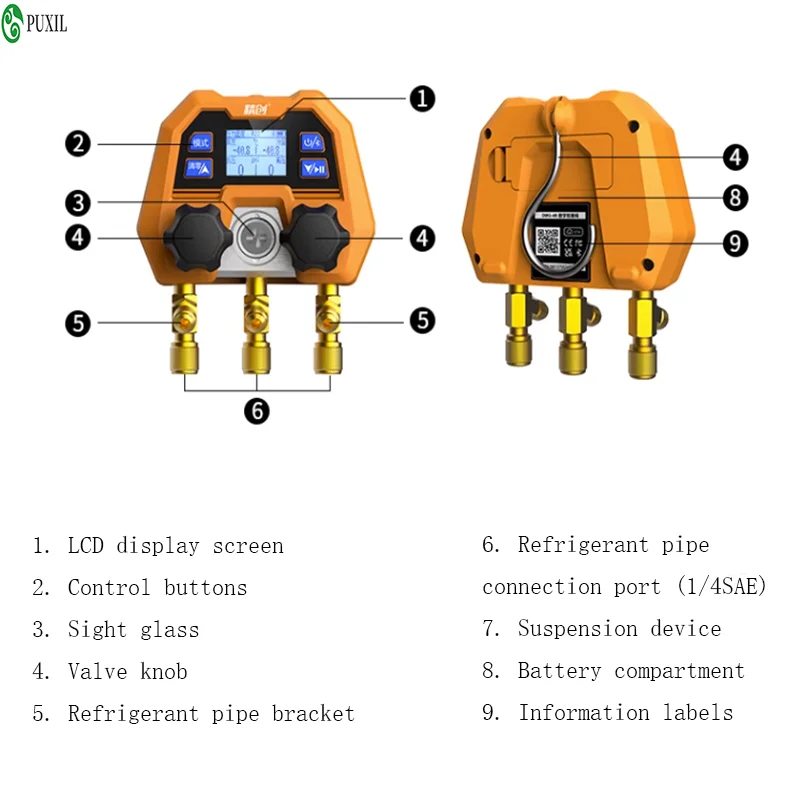 Elitech LMG-10 cyfrowy miernik uniwersalny ciśnieniomierz HVAC AC narzędzia 2-drożny zawór z zaciskami temperatury