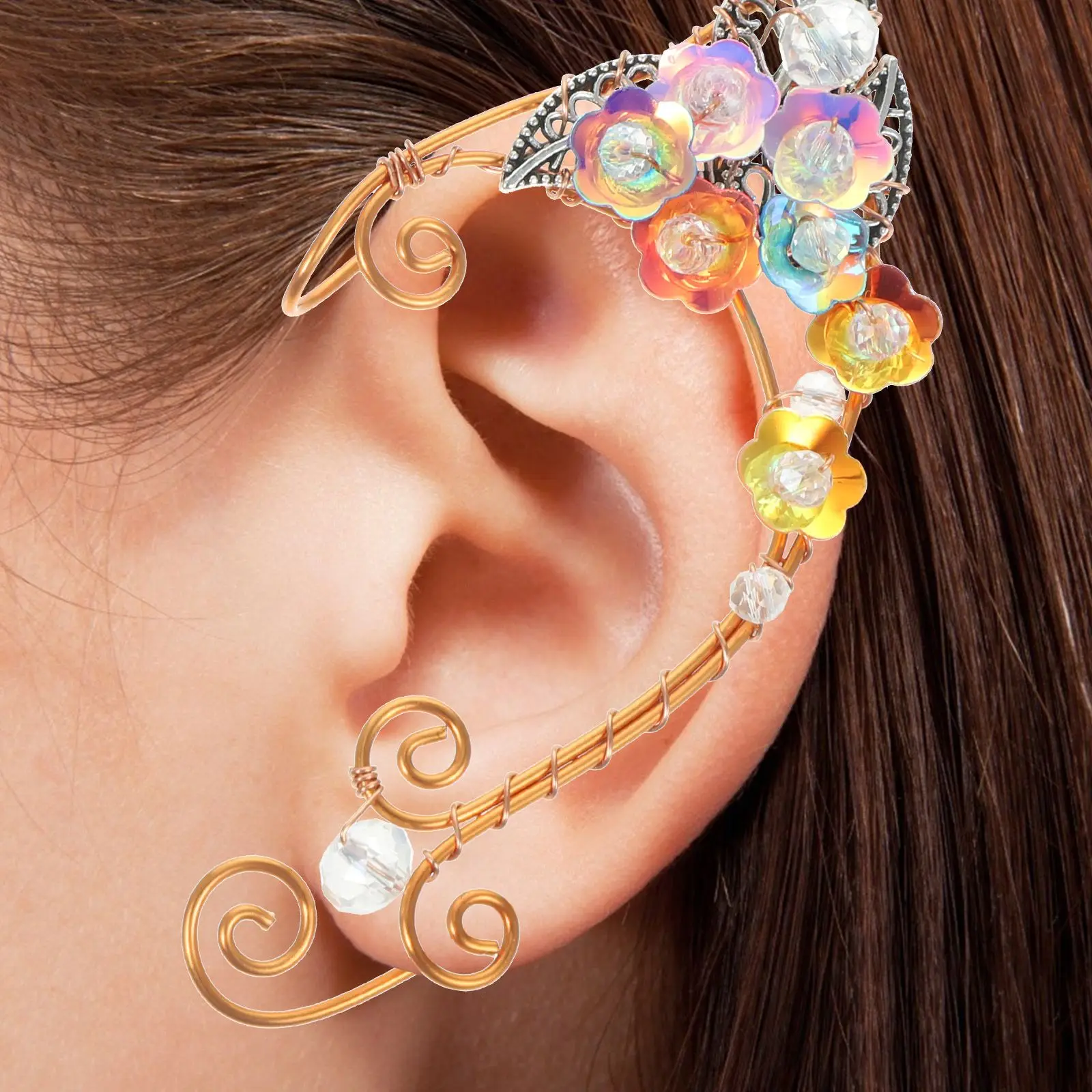 

1 Pair Vintage Elf Earrings Elf Fairy Ear Cuff Wraps Earmuffs Metal Non Piercing Earrings Ear Decorative Jewelry For Teen Girls