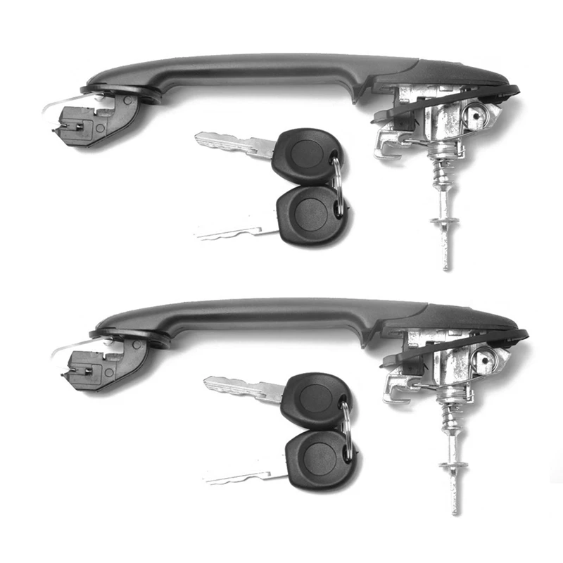 6N0837207C/D 2PCS Front Left Right Door Handle With 2 Same Keys For VW POLO 6N 6N1 6N2 SHARAN SEAT ALHAMBRA GALAXY Accessories