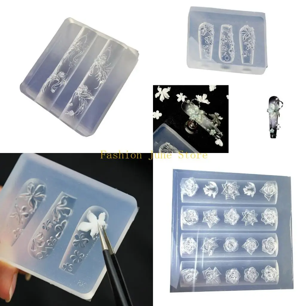 N5KA Embossed Art Silicone Molds for Women Girls Accessories Making Mould