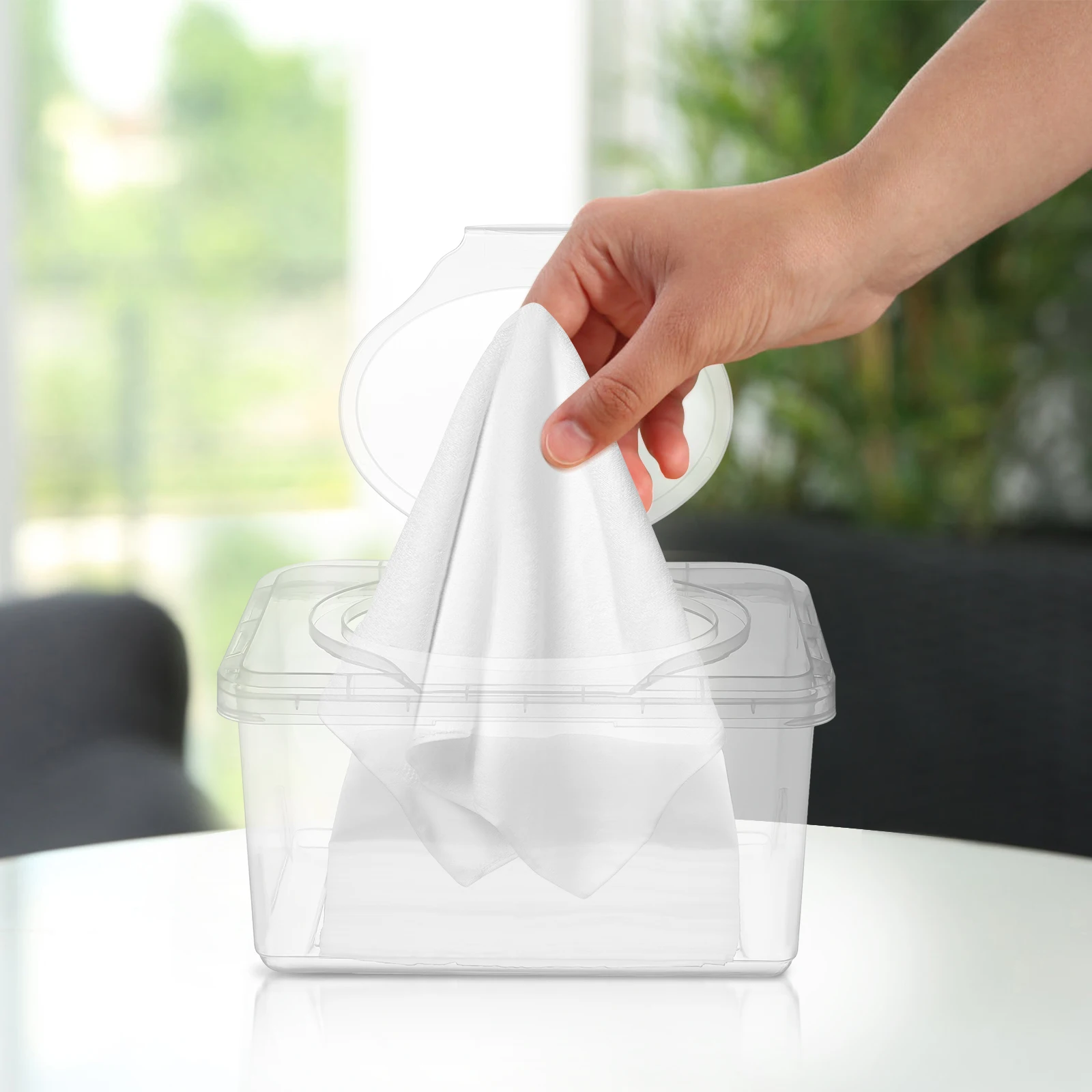 Scatola per salviette per neonati da 3 pezzi, contenitore per dispenser di fazzoletti, supporto in plastica riutilizzabile, soluzione di archiviazione compatta e leggera